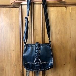 Black Leather Fossil Crossbody Bag/Purse